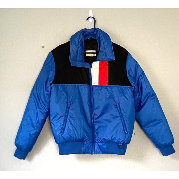 St. Johns Bay VINTAGE Puffer Jacket Large Blue Down STRANGER THINGS Era 70s 80s